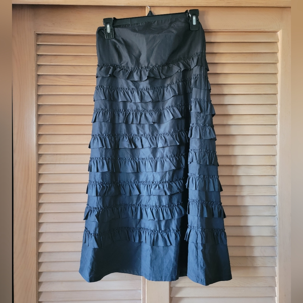 GAP Strapless Silk Cotton Tiered Ruffle Dress